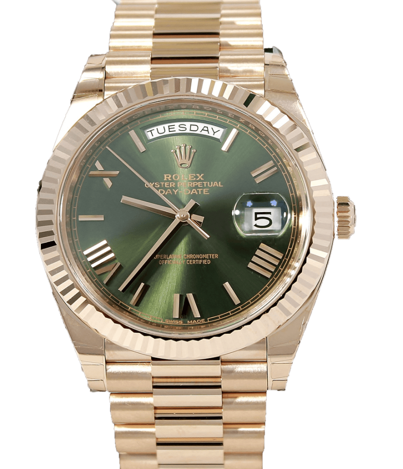 Rolex Oyster Perpetual Day-Date 40mm 228235 Olive Green Rose Gold Watch