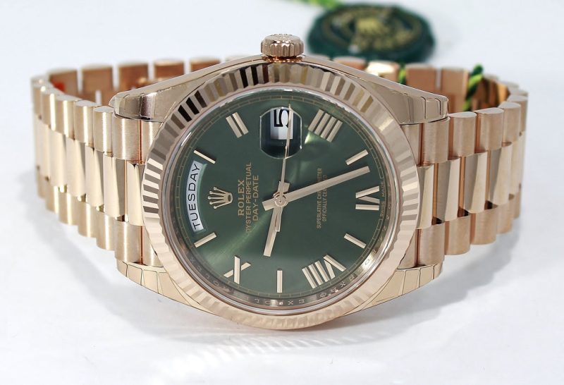 Rolex Oyster Perpetual Day-Date 40mm 228235 Olive Green Rose Gold Watch - Image 3